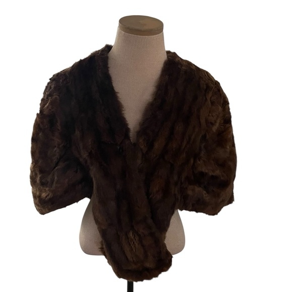 Vintage Mink Fur Cape Shawl Luxurious Brown
